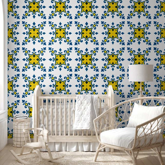 Papier Peint Fleur De Lis Azulejo Motif (Enfants)