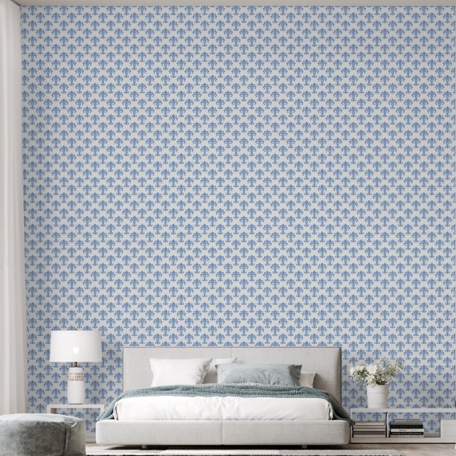 Papier Peint Fleur de Lis Lilly Bleue Française Couvre-Mur (Chambre à coucher)