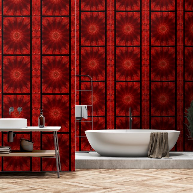 Papier Peint Fleur de lumière rouge (Salle de bain)
