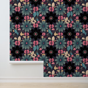 Papier Peint Fleur de minuit : Imaginaire floral foncé enchante