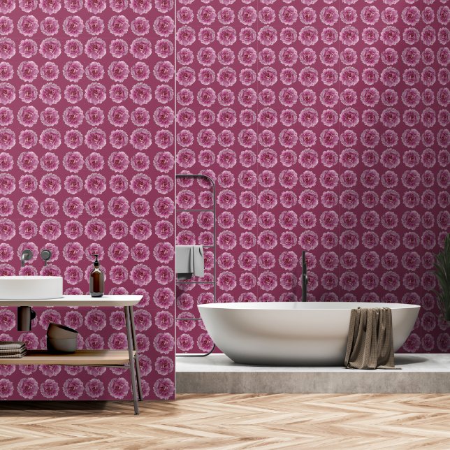 Papier Peint Fleur de pivoine rose (Salle de bain)