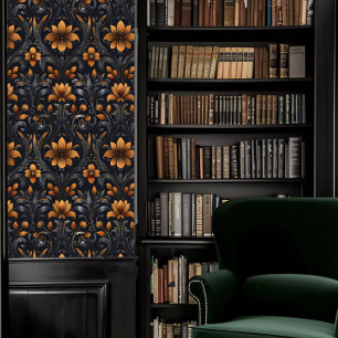 Papier Peint Fleur décorative orange et gris de l'Academia fonc