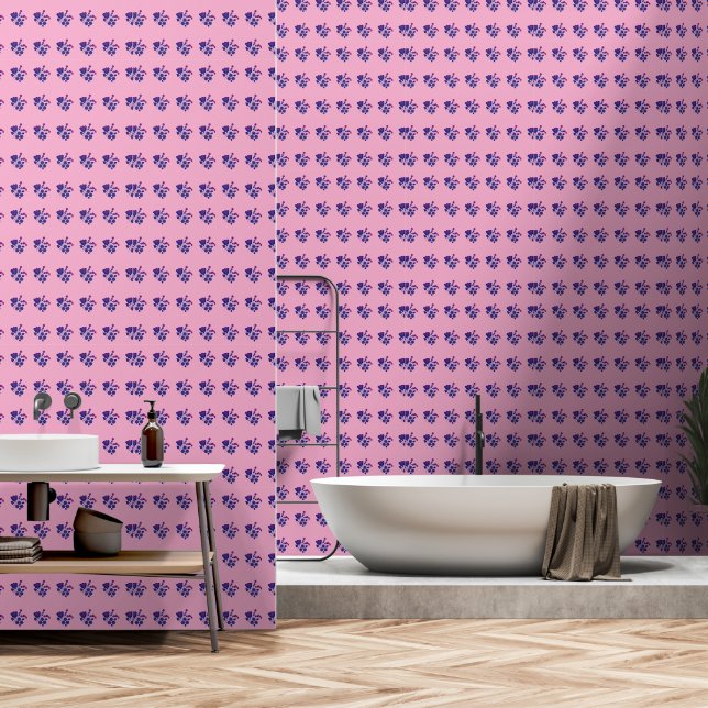 Papier Peint Fleur mignonne violette (Salle de bain)