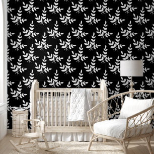 Papier Peint Fleur noir et blanc
