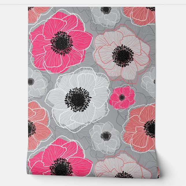 Papier Peint Fleur sauvage Anémones G603 (Déroulement)