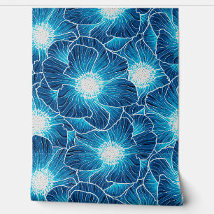 Papier Peint Fleur sauvage d'anémones bleus G605