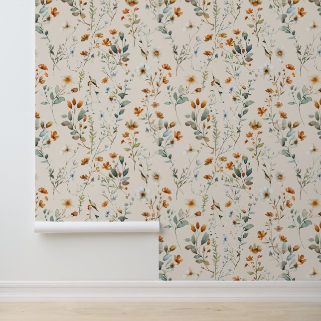 Papier Peint Fleur sauvage de couleur bohème (Application)