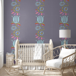Papier Peint Fleur sauvage géant Fleur Motif rose bleu violet