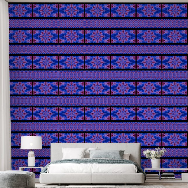 Papier Peint Fleur sauvage Rouge Dans Le Bleu 3 (Chambre à coucher)