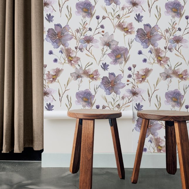 Papier Peint Fleur sauvage violette aquarelle (Créateur téléchargé)