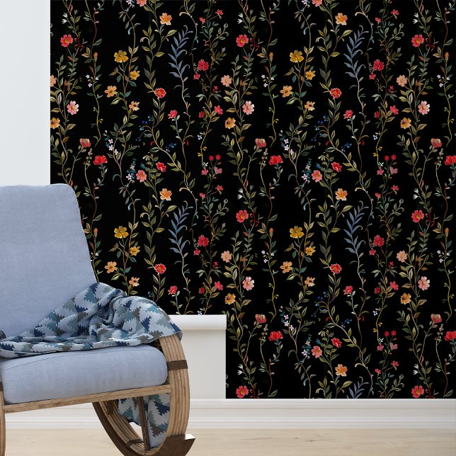 Papier Peint Fleur sur vignes noires (Créateur téléchargé)