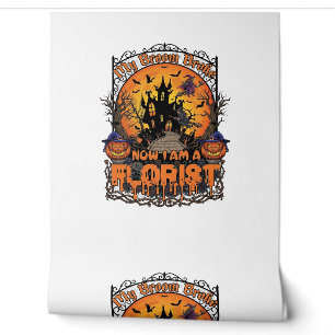 Papier Peint Fleuriste balai cassé sorcière Halloween citrouill