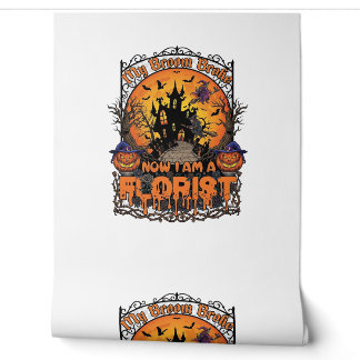 Papier Peint Fleuriste balai cassé sorcière Halloween citrouill
