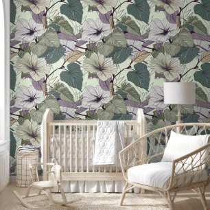 Papier Peint Fleuron botanique vert