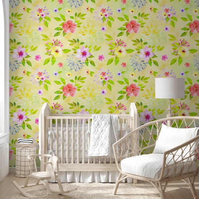 Papier Peint Fleurs à l'aquarelle motif sans fin 1 (Enfants)
