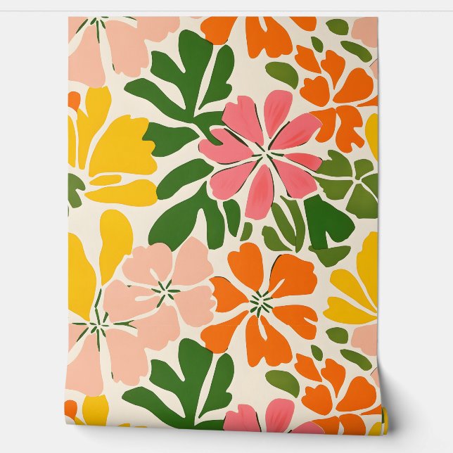 Papier Peint Fleurs abstraites colorées (Déroulement)