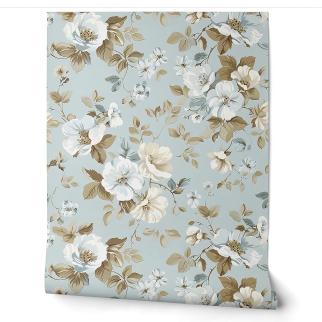 Papier Peint Fleurs blanches et ivoire élégantes (Déroulement)