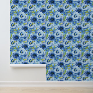 Papier Peint Fleurs bleues de charme