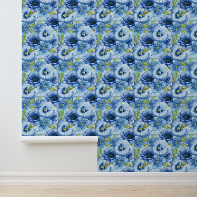 Papier Peint Fleurs bleues de charme (Application)