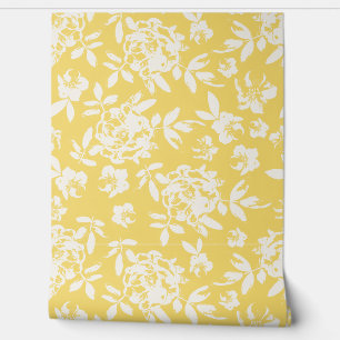 Papier Peint Fleurs Cottage Rose - Jaune et Blanc Ensoleillés