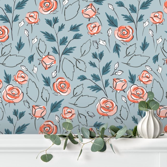 Papier Peint Fleurs de bébé fille mignonnes bleu rose (Créateur téléchargé)