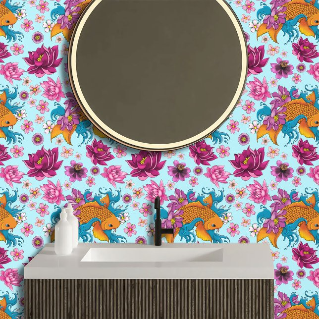 Papier Peint Fleurs de cerisiers de Lotus Koi Fish (Créateur téléchargé)