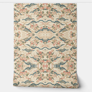 Papier Peint Fleurs de cerisiers, Kanji en rose, bleu & or