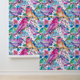 Papier Peint Fleurs de chants d'oiseaux