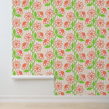 Fleurs de corail et de citron vert sur rayures de 