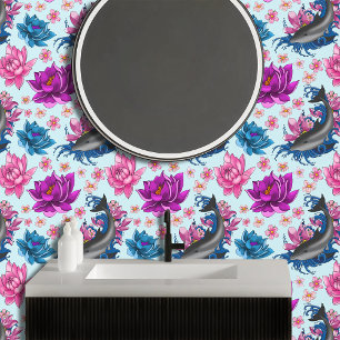 Papier Peint Fleurs de dauphin Lotus Fleurs de cerisiers