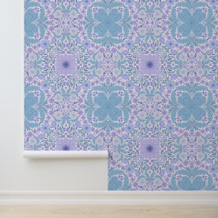 Papier Peint Fleurs de jardin rétro en bleu et violet