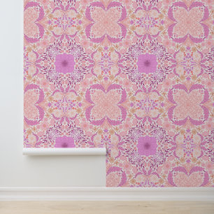 Papier Peint Fleurs de jardin rétro en rose