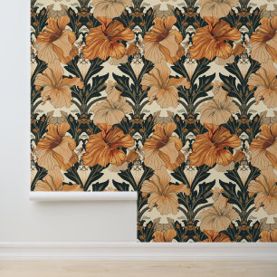 Papier Peint Fleurs de Pêche Art Nouveau