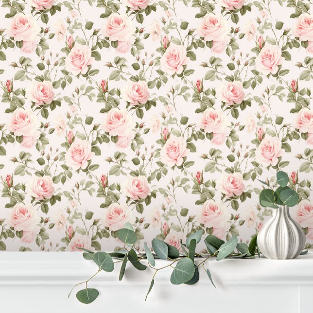 Papier Peint Fleurs de roses roses pastel élégant (Créateur téléchargé)