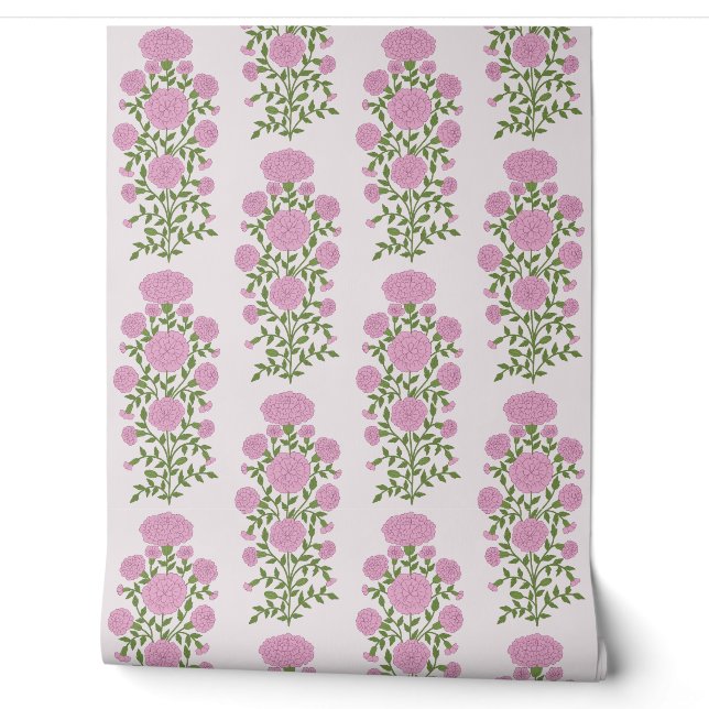 Papier Peint Fleurs de souci rose mungal (Déroulement)