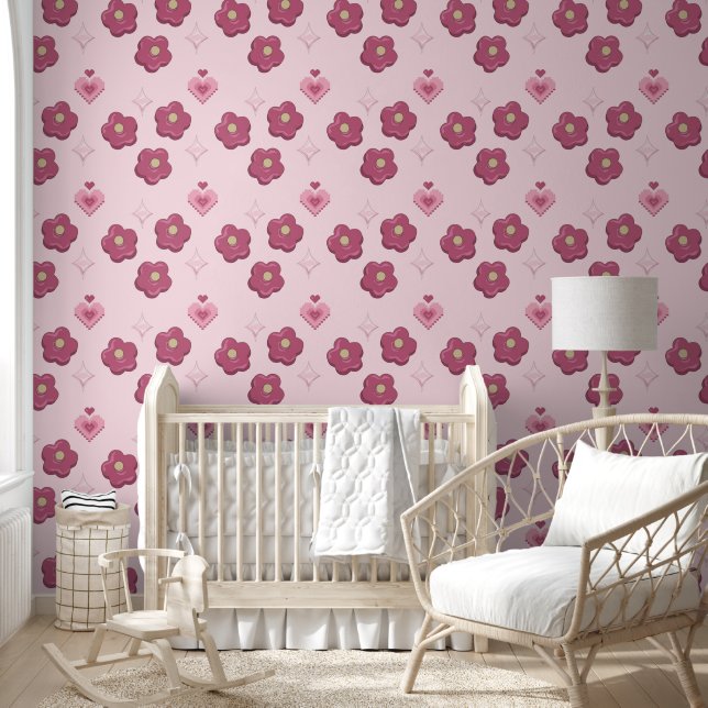 Papier Peint Fleurs Douces et Roses Tendres et Coeurs Maison Fl (Enfants)