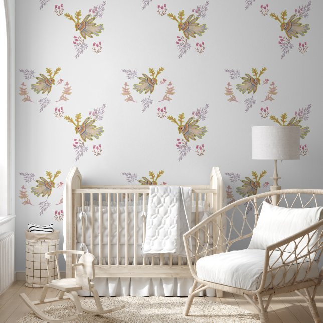 Papier Peint fleurs et oiseaux (Enfants)