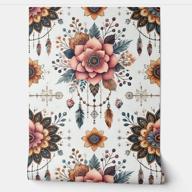 Papier Peint Fleurs et Plumes (Déroulement)