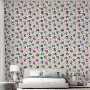 Papier Peint Fleurs et points colorés mignons