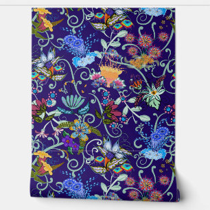 Papier Peint Fleurs Fairyland Bleues Bleues Belles