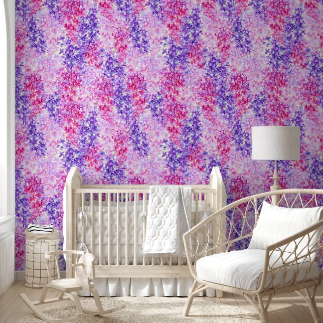 Papier Peint Fleurs florales Lilac rose violet Botanique (Enfants)