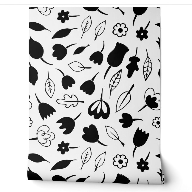 Papier Peint Fleurs flottantes Motif monochrome (Déroulement)