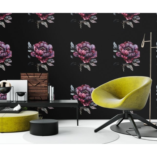 Papier Peint Fleurs gothiques noires et roses (Créateur téléchargé)