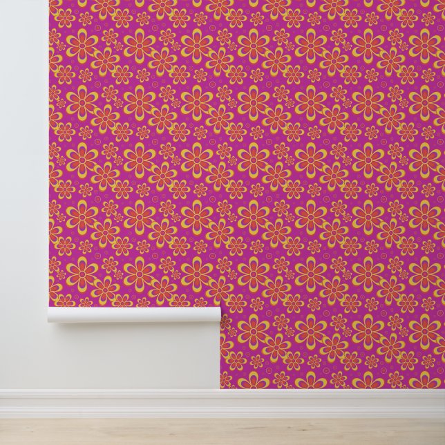 Papier Peint Fleurs Magenta violet Motif sans joint (Application)