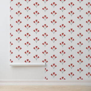 Papier Peint Fleurs rouges simples motif
