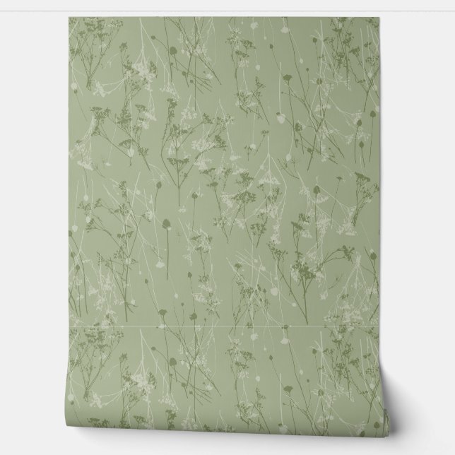 Papier Peint Fleurs sauvages Abstraits modernes de mode foncé (Déroulement)
