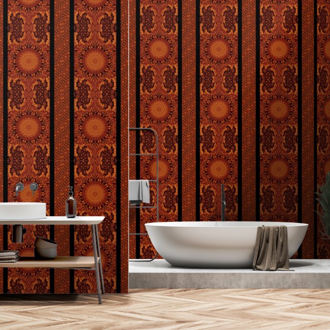Papier Peint Fleurs sauvages noir et or 14 (Salle de bain)