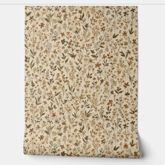 Papier Peint Fleurs sauvages vintages dans les tons de la Terre
