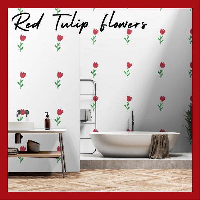 Papier Peint Fleurs simples et magnifiques de tulipes rouges (Créateur téléchargé)