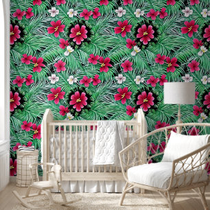Papier Peint Fleurs tropicales hawaïennes été jungle motif